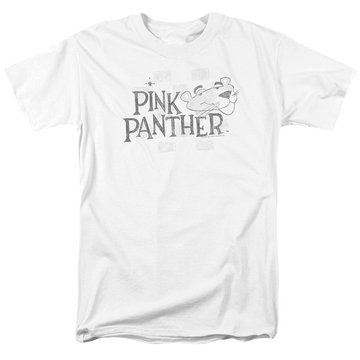 White men's regular fit t-shirt with Pink Panther Sketch Logo graphic