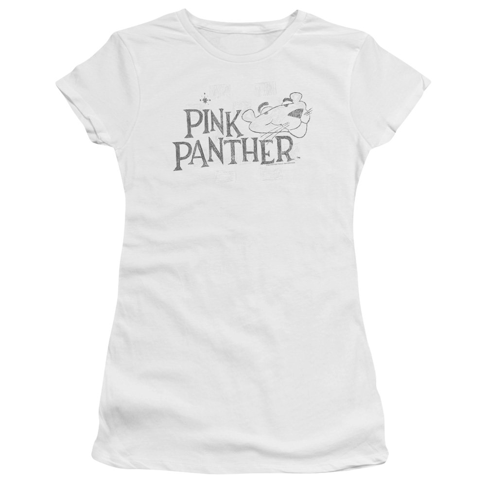 Pink Panther Sketch Logo Juniors T-Shirt Juniors T-Shirt Pink Panther
