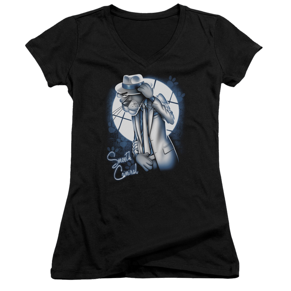 Pink Panther Smooth Criminal Juniors V-Neck T-Shirt Juniors V-Neck T-Shirt Pink Panther