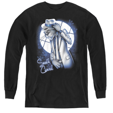 Black youth long sleeve t-shirt with Pink Panther Smooth Criminal graphic