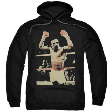 Black pullover hoodie with Rocky Clubber graphic