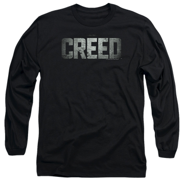 Black men's long sleeve t-shirt with Creed Logo graphic