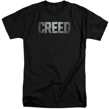 Black men's tall fit t-shirt with Creed Logo graphic