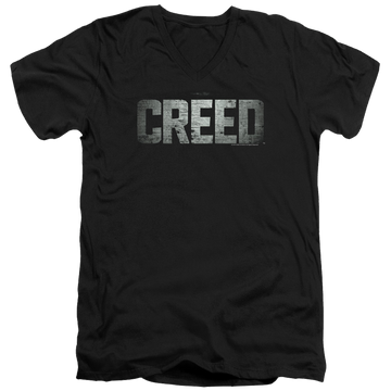 Black men's v-neck t-shirt with Creed Logo graphic