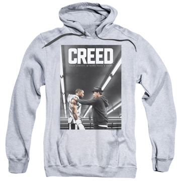 Athletic heather pullover hoodie with Creed Poster graphic