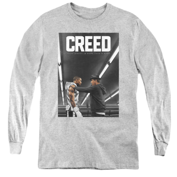 Athletic heather youth long sleeve t-shirt with Creed Poster graphic
