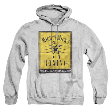 Athletic heather pullover hoodie with Creed Micks Poster graphic