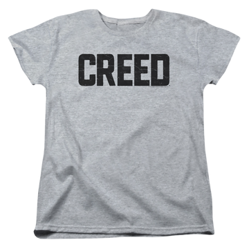 Athletic heather women's t-shirt with Creed Cracked Logo graphic