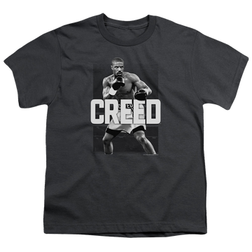 Charcoal youth t-shirt for ages 8 to 12 with Creed Final Round graphic