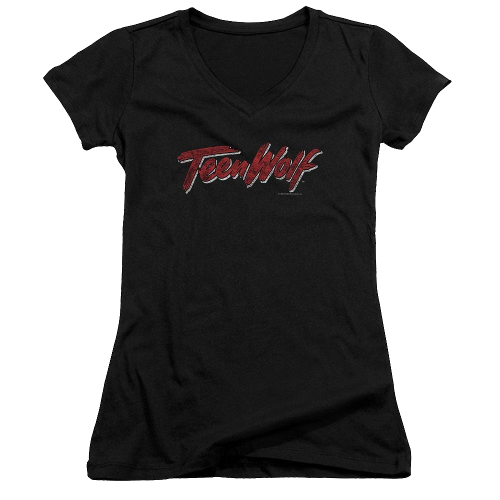 Teen Wolf Scrawl Logo Juniors V-Neck T-Shirt Juniors V-Neck T-Shirt Teen Wolf