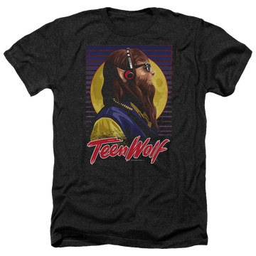 Charcoal men's heather t-shirt with Teen Wolf Headphone Wolf graphic