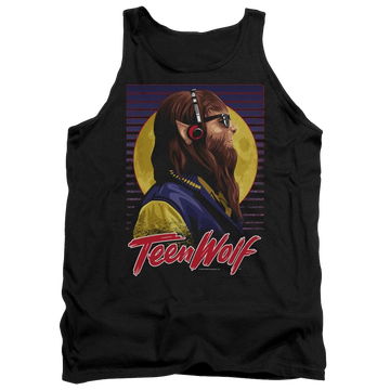 Black men's tank with Teen Wolf Headphone Wolf graphic