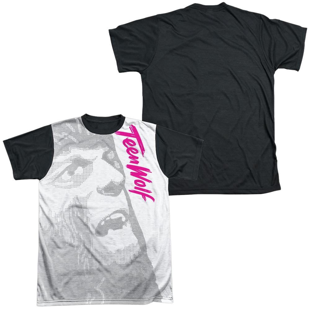Teen Wolf Silver Halftone Men's Black Back T-Shirt Men's Black Back T-Shirt Teen Wolf