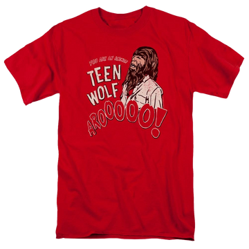 Red men's regular fit t-shirt with Teen Wolf Animal graphic