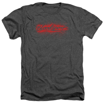 Charcoal men's heather t-shirt with Bloodsport Blood Splatter graphic