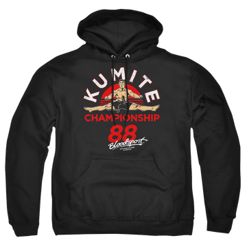 Black pullover hoodie with Bloodsport Championship 88 graphic