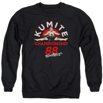 Black men's crewneck sweatshirt with Bloodsport Championship 88 graphic