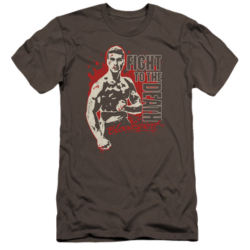 Charcoal men's premium slim fit t-shirt with Bloodsport To The Death graphic