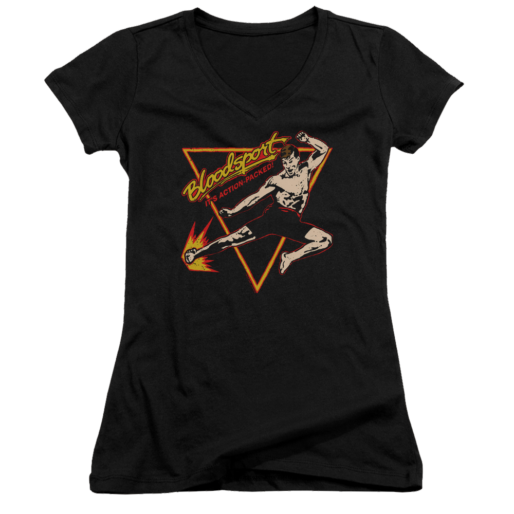 Bloodsport Action Packed - Juniors V-Neck T-Shirt Juniors V-Neck T-Shirt Bloodsport