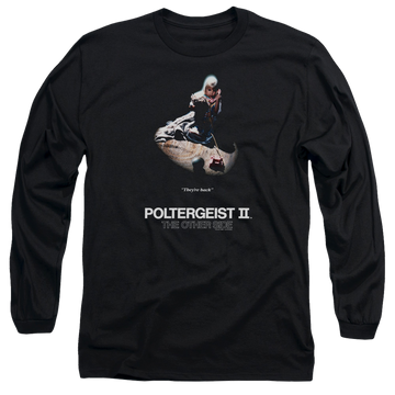 Black men's long sleeve t-shirt with POLTERGEIST II Poster graphic