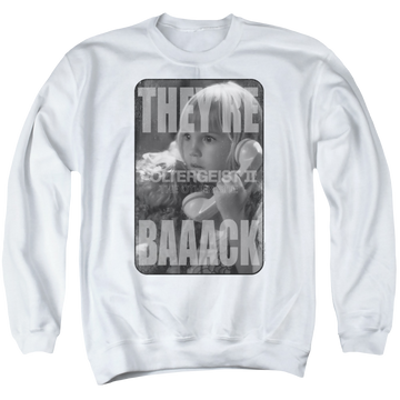 White men's crewneck sweatshirt with POLTERGEIST II Logo graphic
