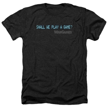 Charcoal men's heather t-shirt with Wargames Shall We graphic
