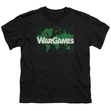Black youth t-shirt for ages 8 to 12 with Wargames Game Board graphic