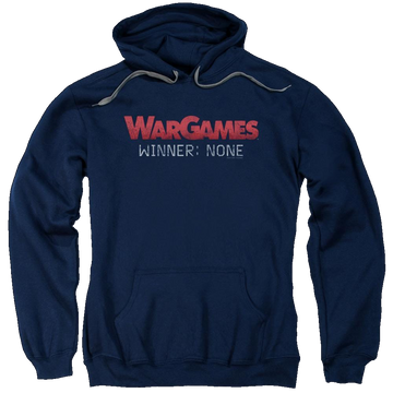 Navy pullover hoodie with Wargames No Winners graphic