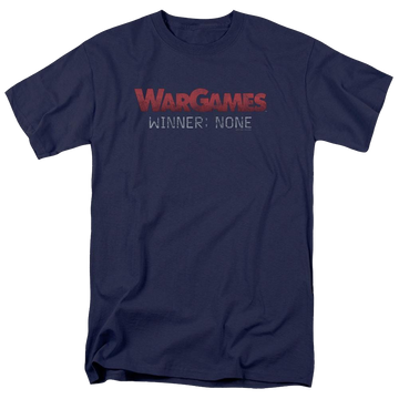 Navy men's regular fit t-shirt with Wargames No Winners graphic