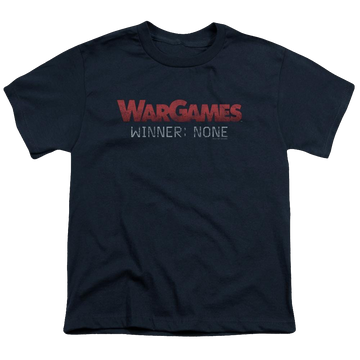 Navy youth t-shirt for ages 8 to 12 with Wargames No Winners graphic
