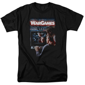 Black men's regular fit t-shirt with Wargames Poster graphic