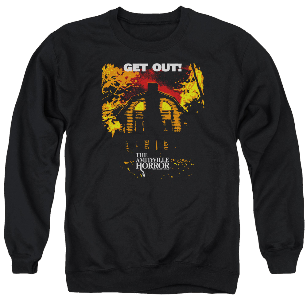 Amityville Horror Get Out - Men's Crewneck Sweatshirt Men's Crewneck Sweatshirt Amityville Horror