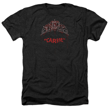 Charcoal men's heather t-shirt with Carrie Prom Queen graphic