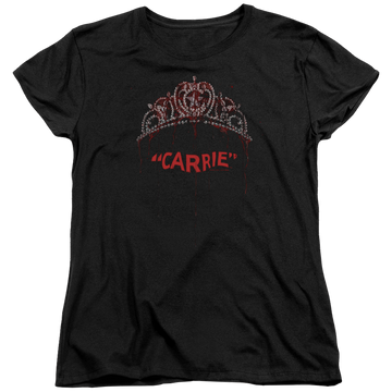 Black women's t-shirt with Carrie Prom Queen graphic