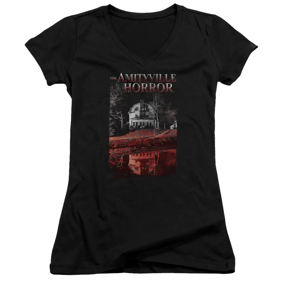 Amityville Horror Cold Blood - Juniors V-Neck T-Shirt Amityville Horror