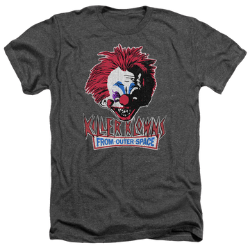 Charcoal men's heather t-shirt with Killer Klowns From Outer Space Rough Clown graphic