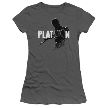 Charcoal juniors t-shirt with Platoon Shadow Of War graphic
