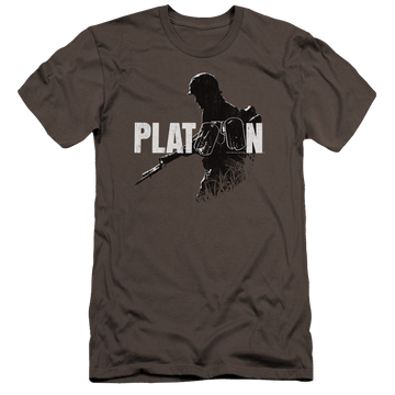 Charcoal men's premium slim fit t-shirt with Platoon Shadow Of War graphic