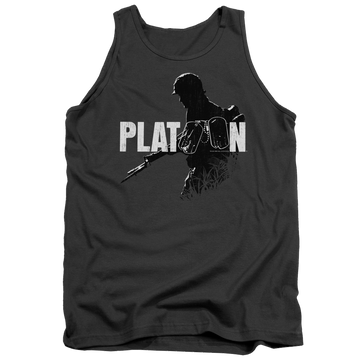 Charcoal men's tank with Platoon Shadow Of War graphic