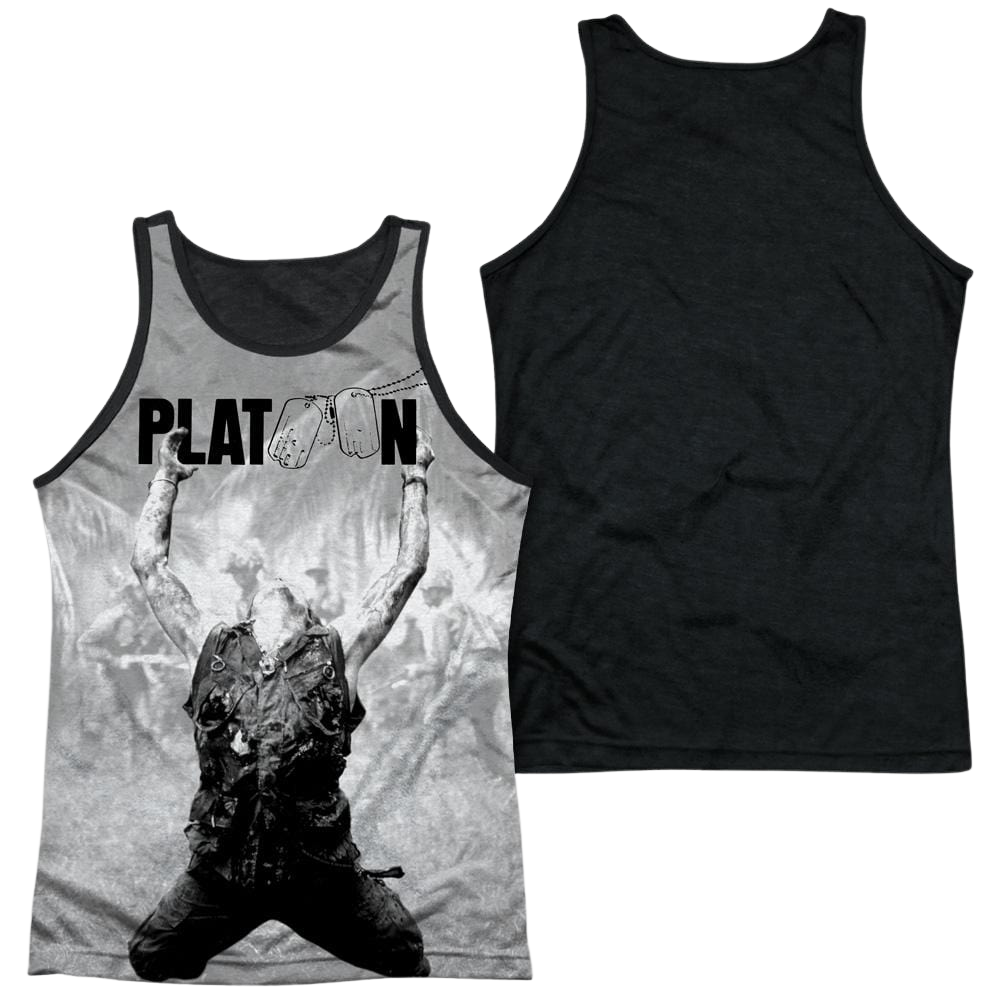 Platoon Grayscale Poster Men's Black Back Tank Men's Black Back Tank Platoon