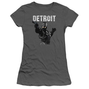 Charcoal juniors t-shirt with Robocop Detroit graphic
