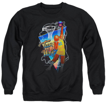 Black men's crewneck sweatshirt with Teen Wolf Electric Wolf graphic