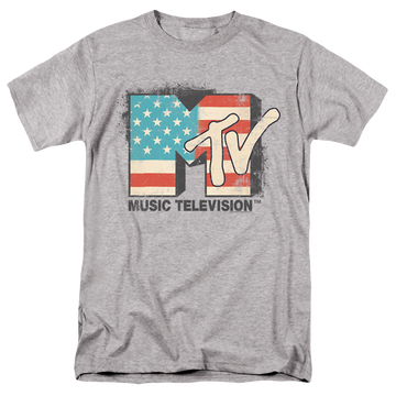 Athletic heather men's regular fit t-shirt with MTV American Logo graphic