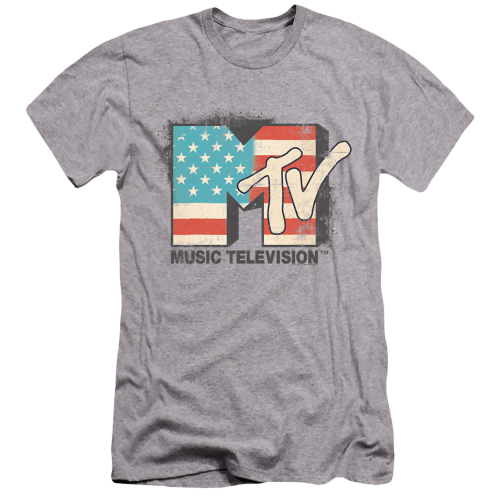 MTV American Logo - Men's Premium Slim Fit T-Shirt Men's Premium Slim Fit T-Shirt MTV