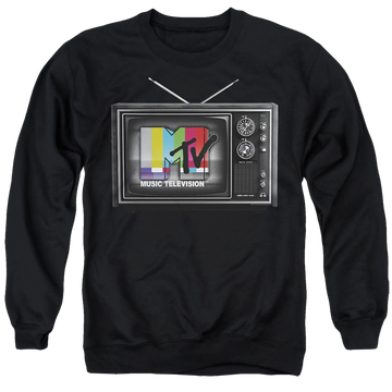 Black men's crewneck sweatshirt with MTV Tv graphic