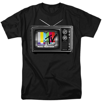 Black men's regular fit t-shirt with MTV Tv graphic