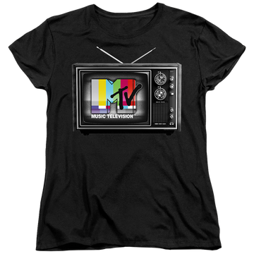 Black women's t-shirt with MTV Tv graphic