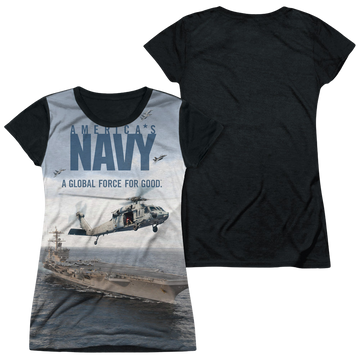 U.S. Navy Over And Under - Juniors Black Back T-Shirt Juniors Black Back T-Shirt U.S. Navy