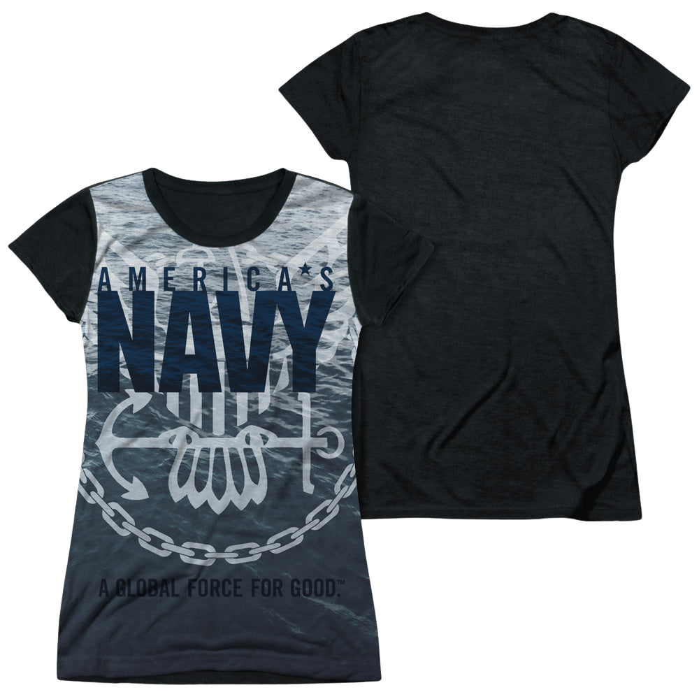 U.S. Navy Force For Good - Juniors Black Back T-Shirt Juniors Black Back T-Shirt U.S. Navy