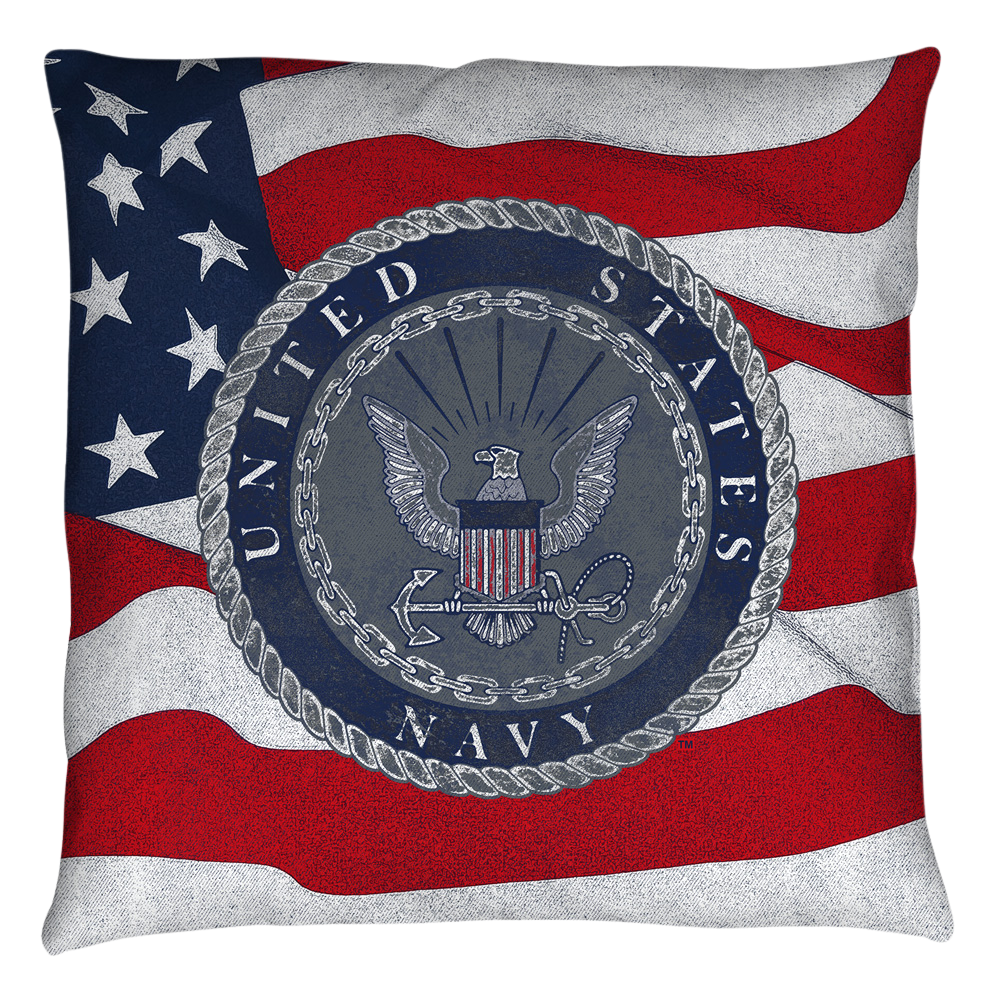 Navy Flag Seal Throw Pillow Throw Pillows U.S. Navy